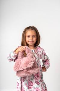 Mini Cartera Peluche Niñas Bolso  Rosa con Solapa Manija Reforzada Moderno Tendencia - Miniatura 6