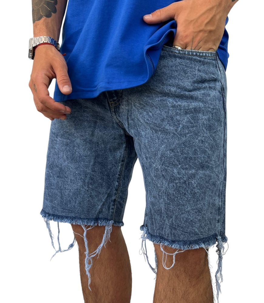 Bermudas Mom Nevado Azul Desflecado - Imagen 2