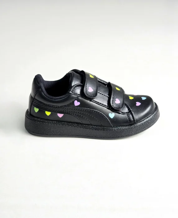 Zapatillas  Nena Ecocuero Durabilidad Estilo Corazones Doble Abrojo Calidad Velcro