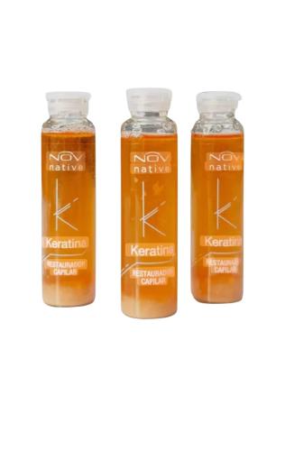 3 Ampollas Nov Keratina Hidrolizada, Complejo Keratinico (15 Ml C/u)