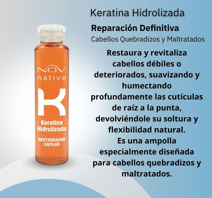 3 Ampollas Nov Keratina Hidrolizada, Complejo Keratinico (15 Ml C/u) - Imagen 3