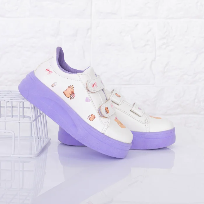 Zapatilla Capybara Nene Nena Clásicas Modernas Blancas Cómodas Livianas Velcro Abrojo