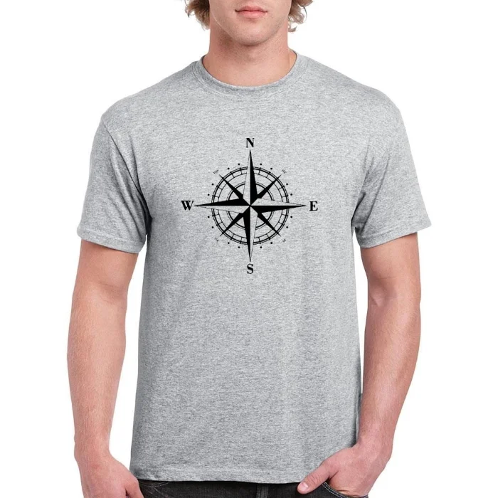 Remeras Estampadas Brujula Gris Melange