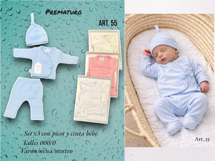 Set en Caja Prematuro Liso Nene y Nena Art.55 T.(000-00-0)