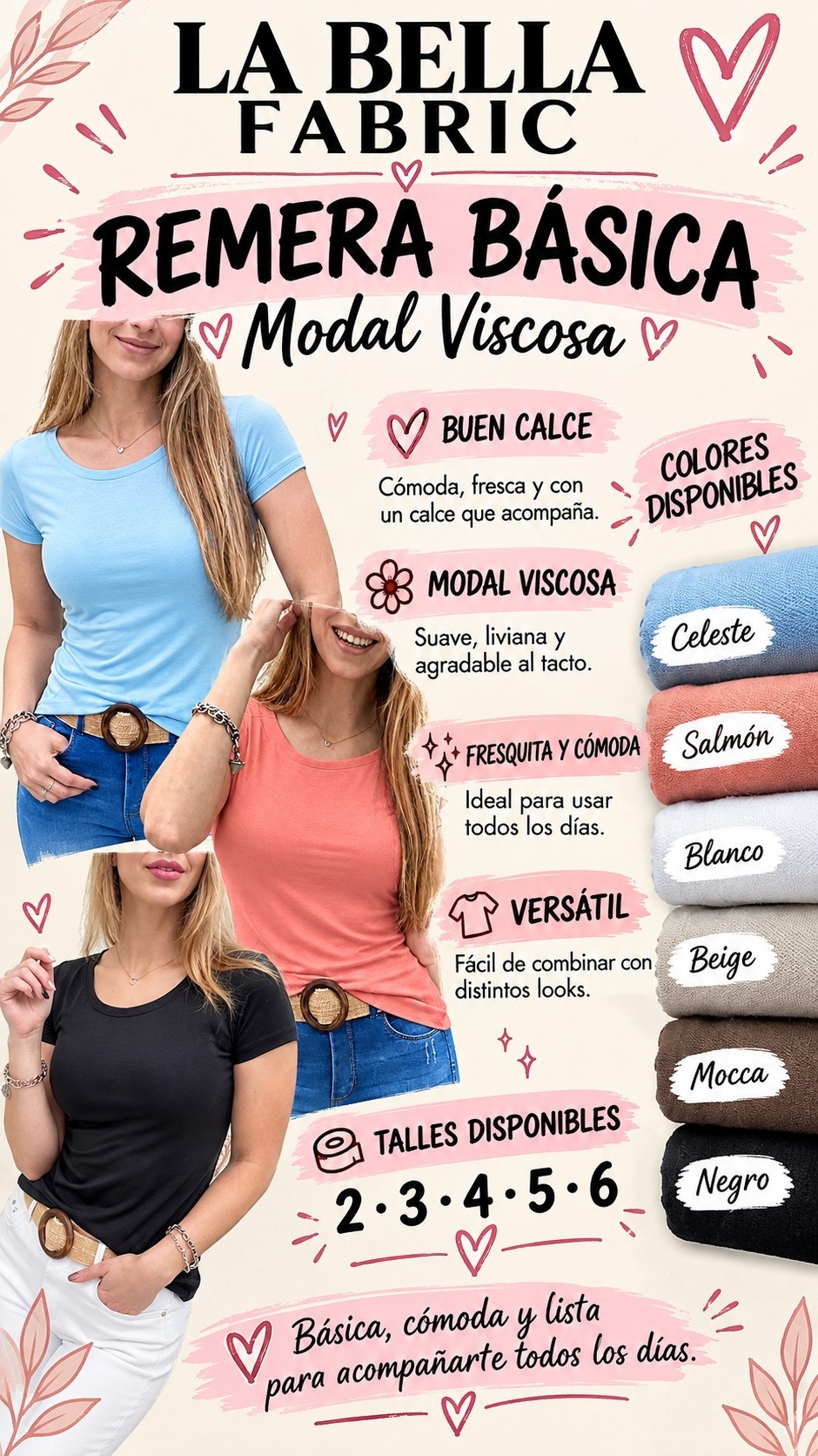 Remera  Basica X Talles - Modal Viscosa - Imagen 3
