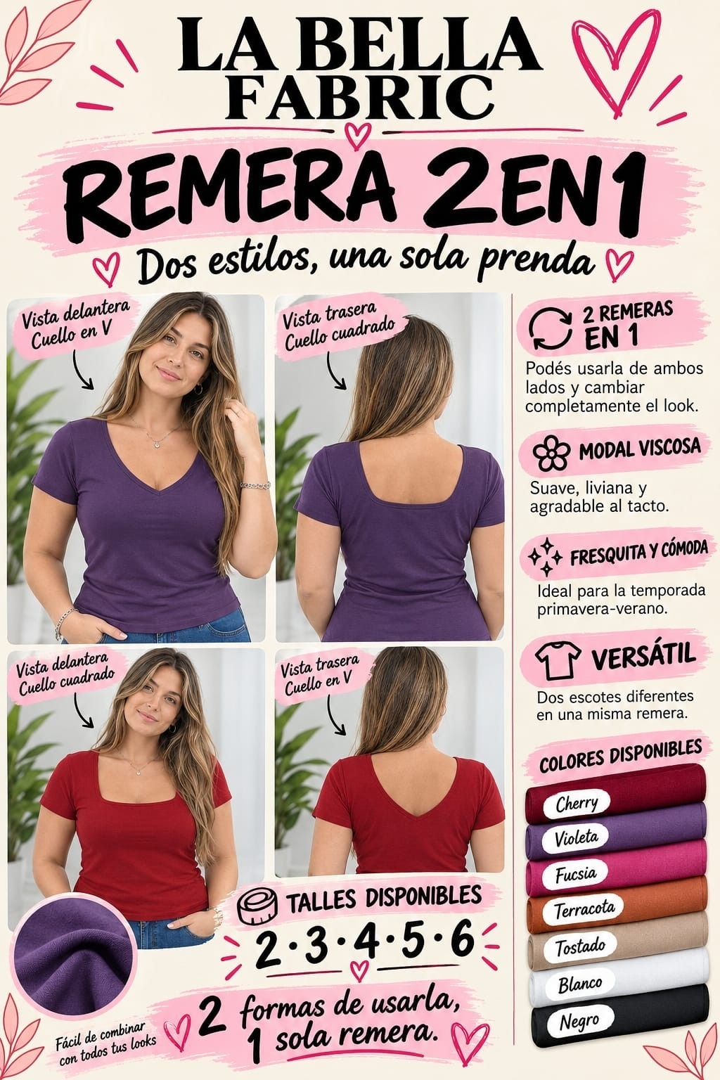 Remera  2en1  X Talle - Modal Viscosa - Imagen 3
