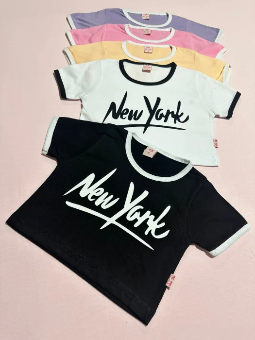 Puperas New York Remeras Cortas (crop) 
algodón Peinado Línea Premium