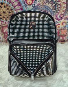 Mochila con Strass de Cuero Pu Excelente Calidad