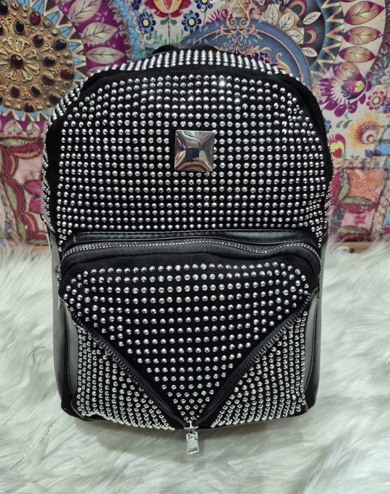Mochila con Strass de Cuero Pu Excelente Calidad - Imagen 2
