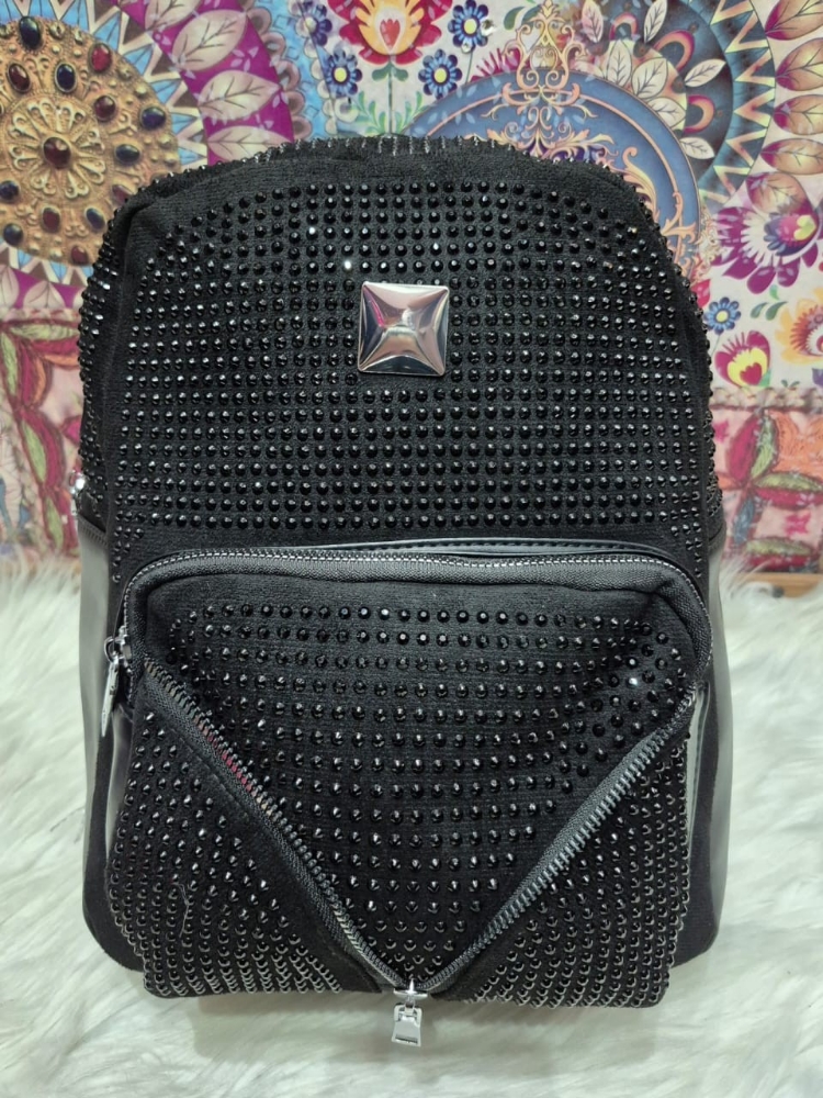 Mochila con Strass de Cuero Pu Excelente Calidad - Imagen 3