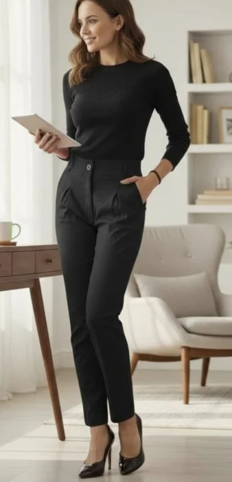 Pantalon Crep Sastrero con Bolsillo