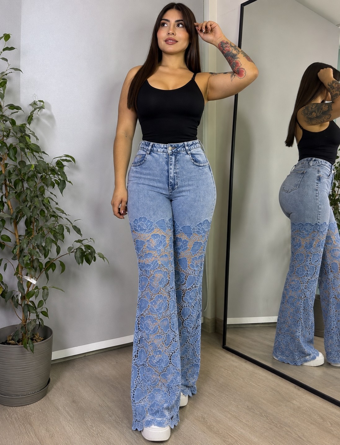 Jeans Wide Leg con Encaje - Imagen 2