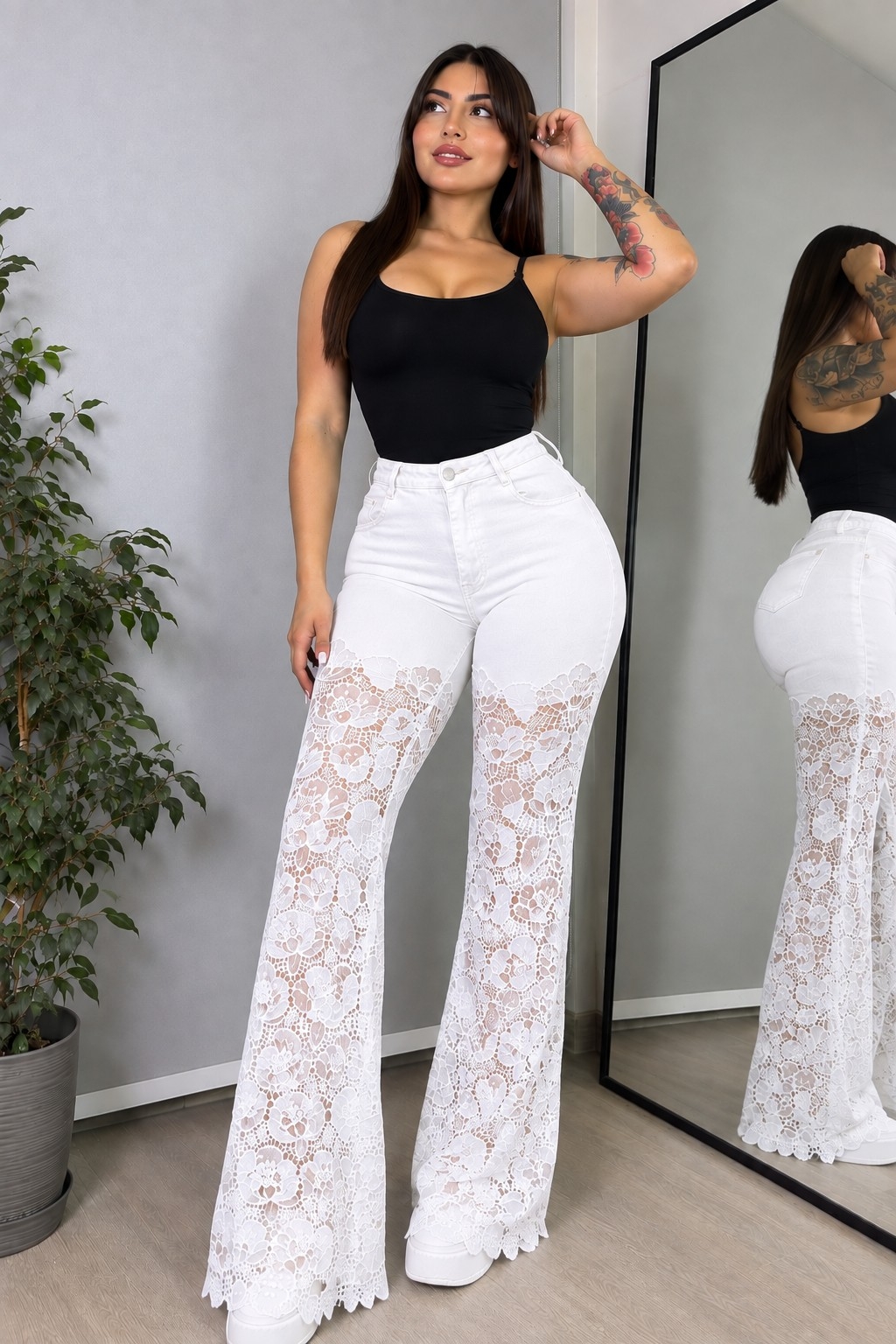 Jeans Wide Leg con Encaje - Imagen 3