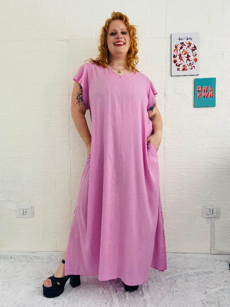 Vestido de Lino Expandex Elastizado Divino - Imagen 2