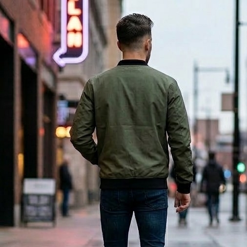 Chaqueta Bomber Eco Cuero Verde Opaco New - Imagen 2