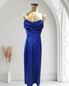 Vestido de Satén Largo con Tajo - Miniatura 3