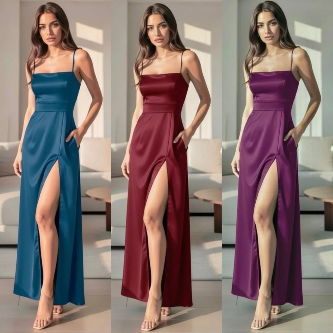Vestido de Fiesta Saten con Bolsillos - Imagen 4