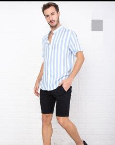 Camisas Cuello Mao de Lino Rayadas