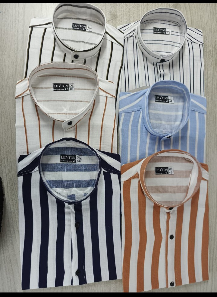 Camisas Cuello Mao de Lino Rayadas - Imagen 3