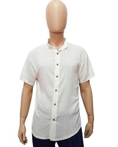 Camisa de Lino Manga Corta Cuello Mao