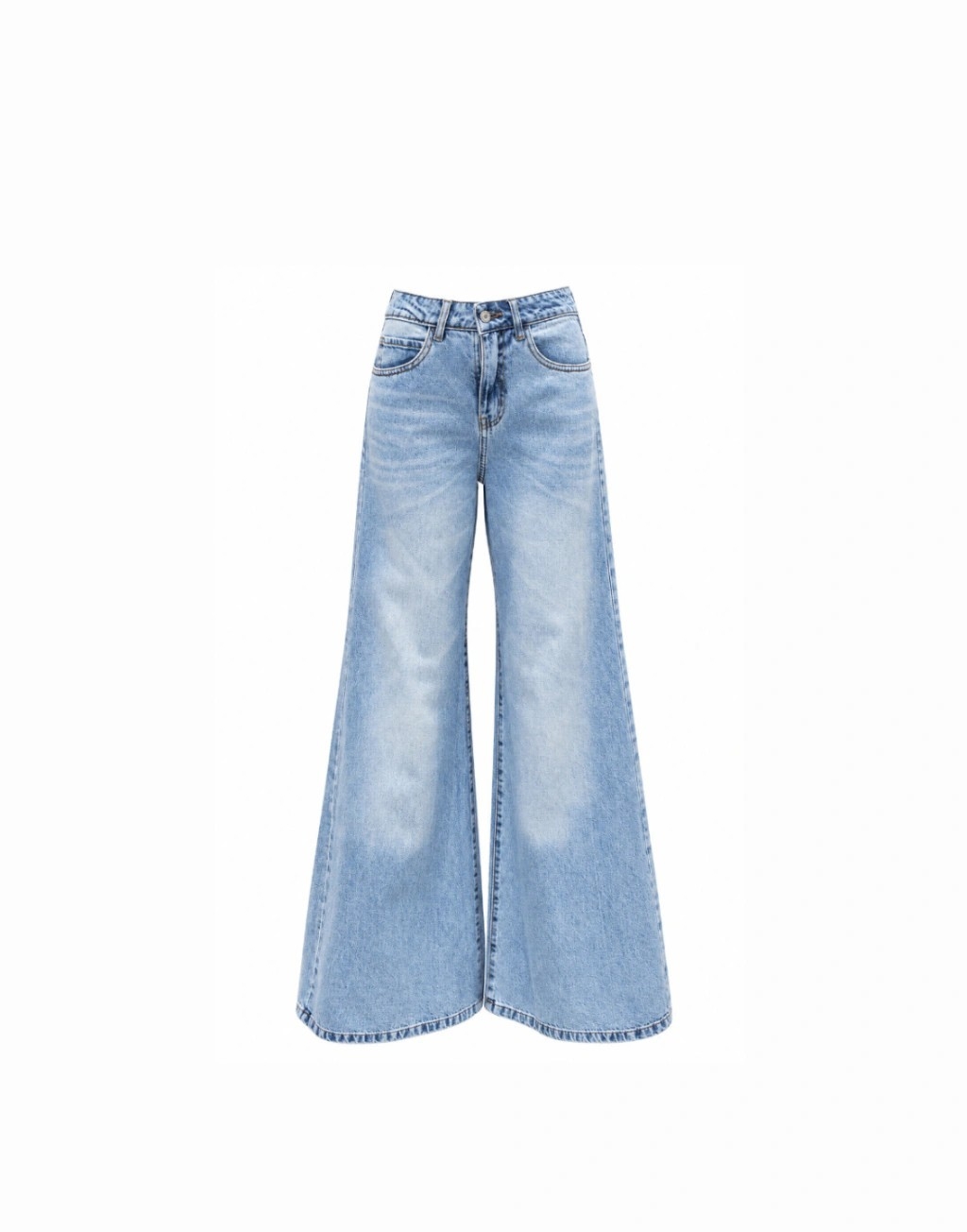 Mega Wide Color Celeste  Tiro Medio Denim Rigido Premium - Imagen 3