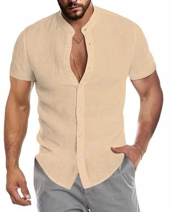 Camisa Lino Hombre Manga Corta - Imagen 2