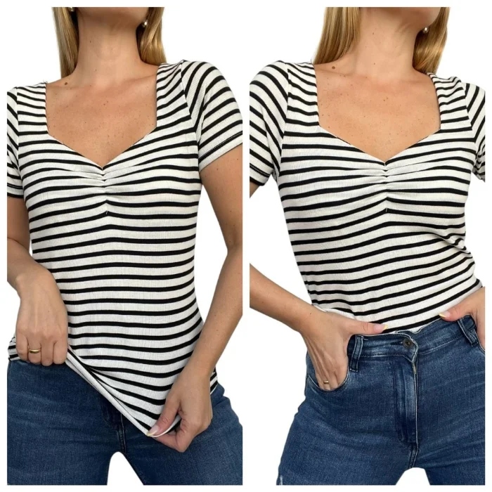 Remera Escote Espejo Morly Rayado