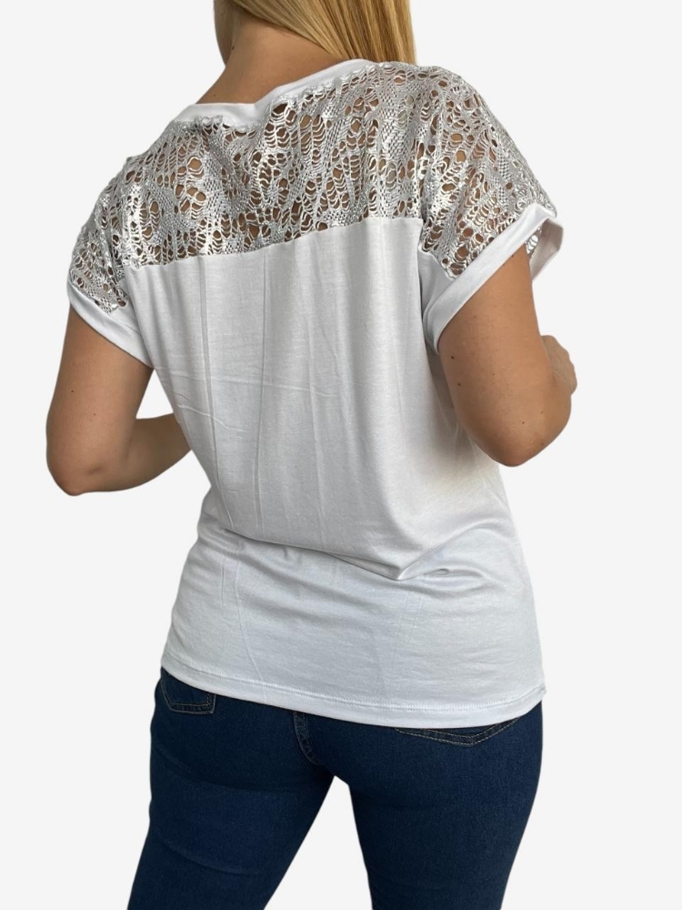 Remera Escote Redonda con Encaje - Imagen 2