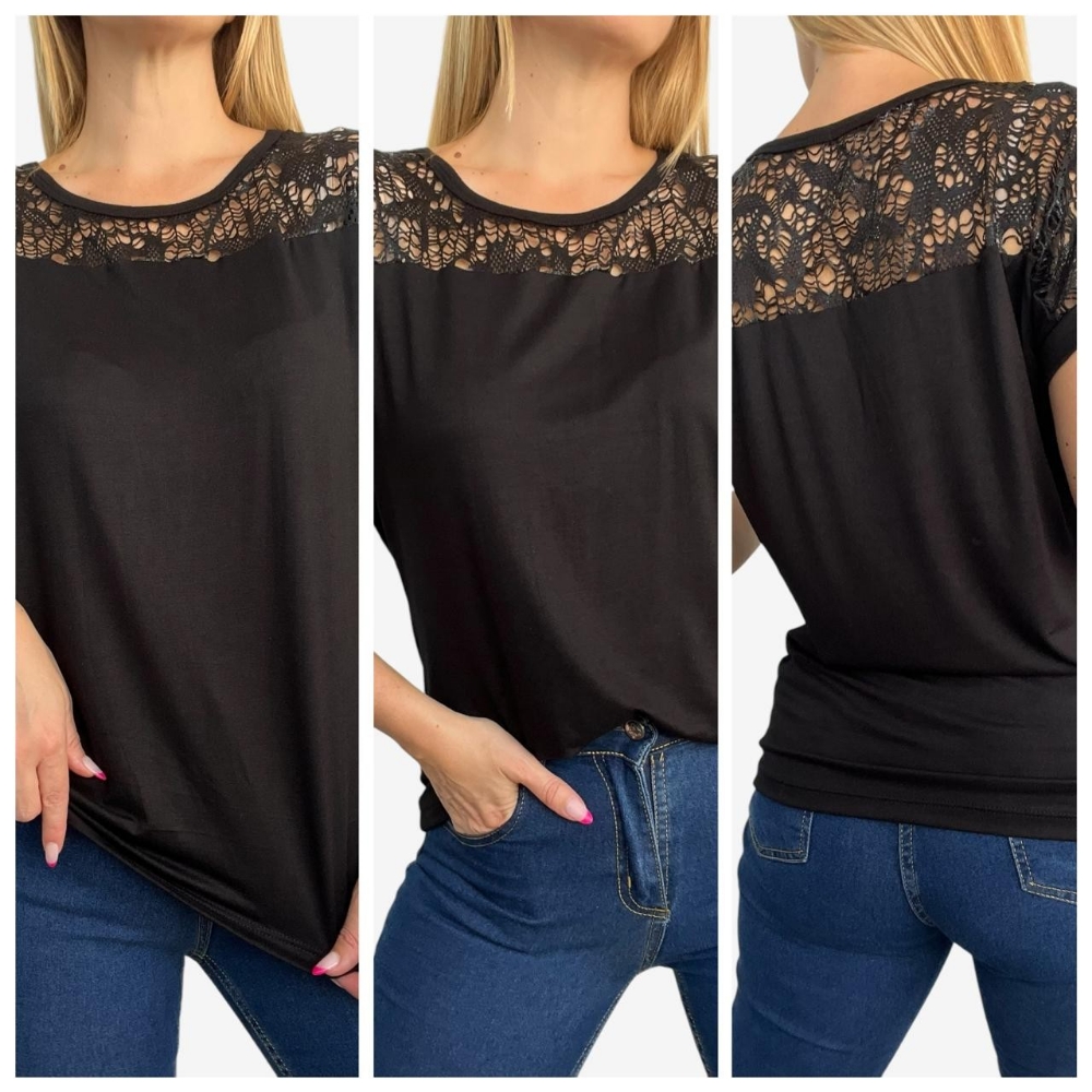 Remera Escote Redonda con Encaje - Imagen 3