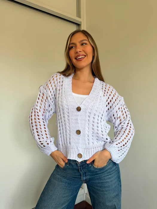 Cardigan Calado Maite Hilo Algodón