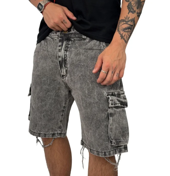 Bermudas Jeans Cargo Gris  C/fuelle