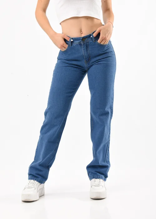 9120 Pantalon Jean Recto Azul Clásico Rigido
