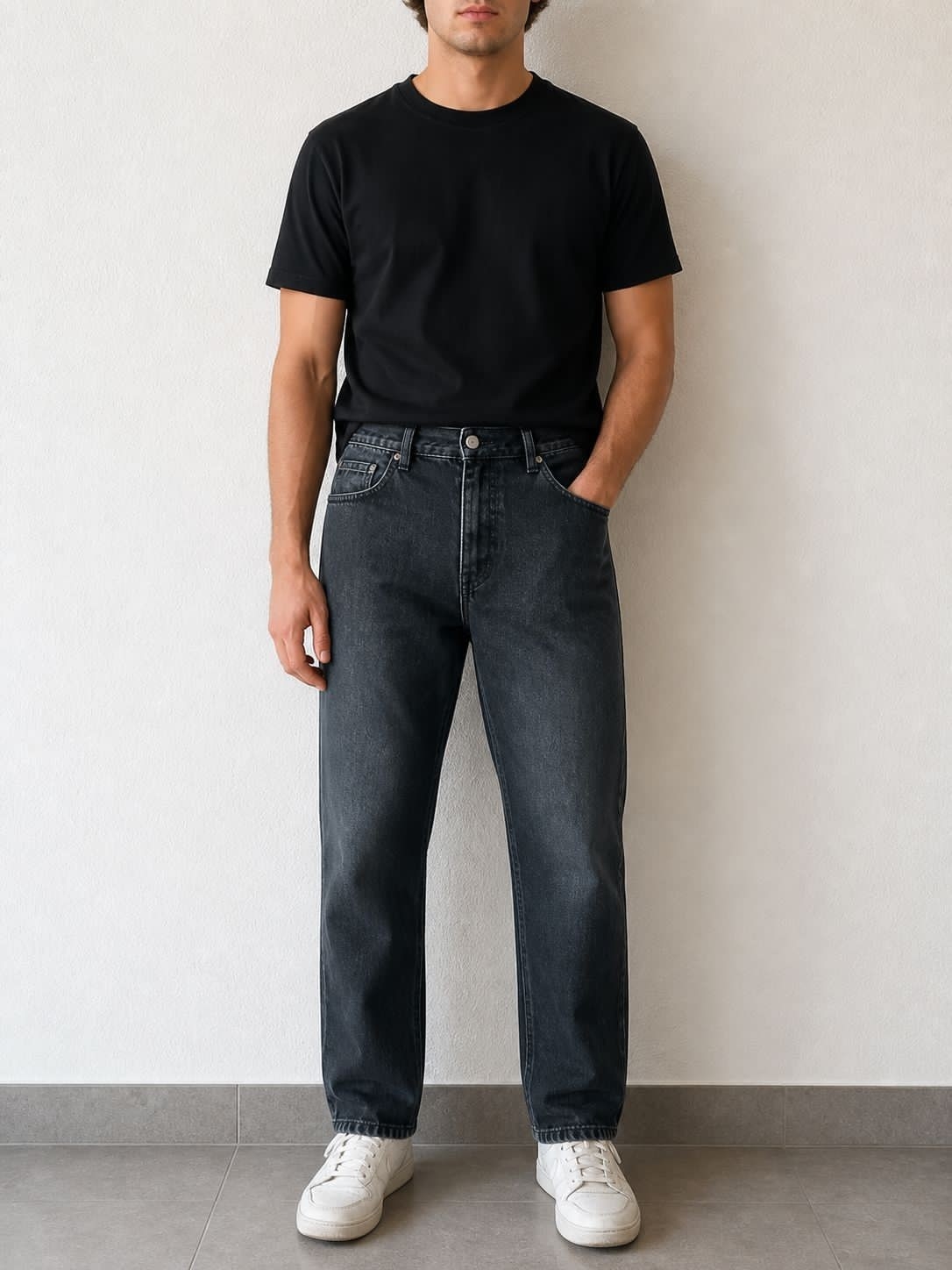 Jean Recto Clásico Gris Oscuro Hombre Rígido - Imagen 1