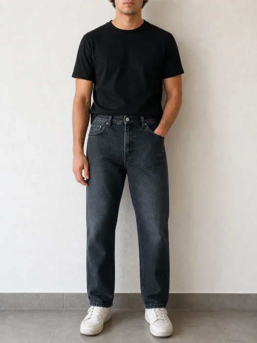 Jean Recto Clásico Gris Oscuro Hombre Rígido