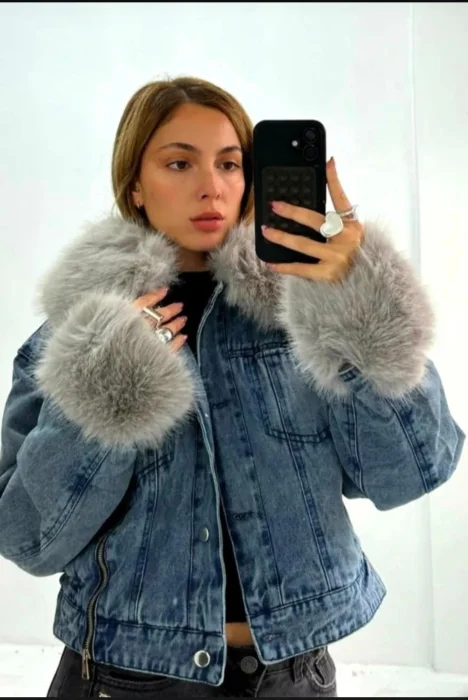 Campera Importada Jean Peluditos Abrigo Interior la Tienda de Yuyu