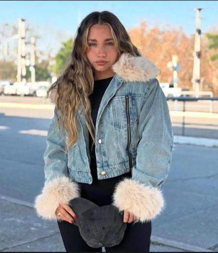 Campera Importada Jean Peluditos Abrigo Interior la Tienda de Yuyu - Miniatura 5