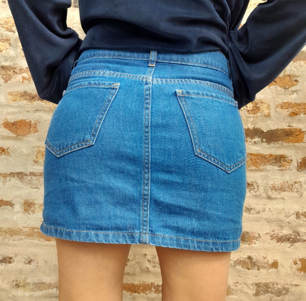 Pollera Mini Jean Azul - Imagen 3