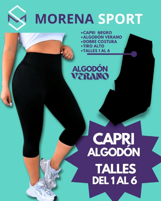 Capri de Algodón Negro