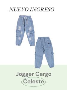 Jogger Cargo Celeste C/rotura - Miniatura 2