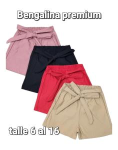 Shorts de Bengalina con Lazo y Bolsillo Calidad Premiun