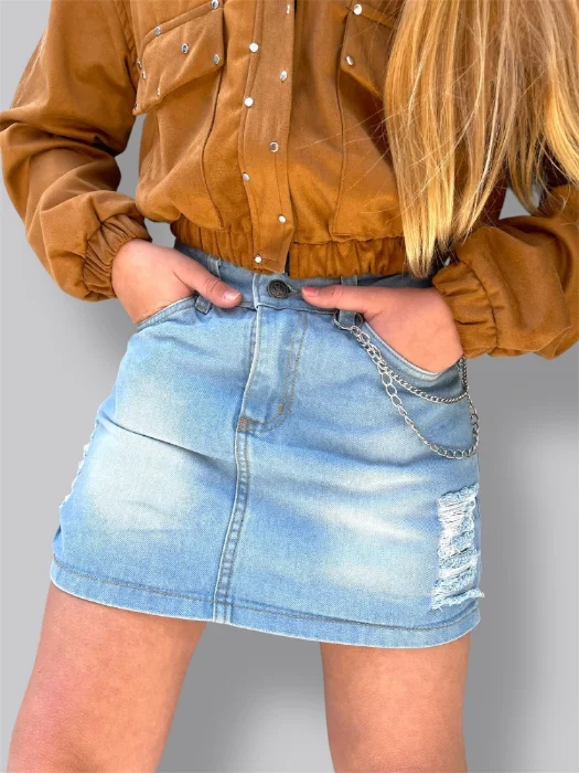 Short Pollera de Nena Clásica de Jeans