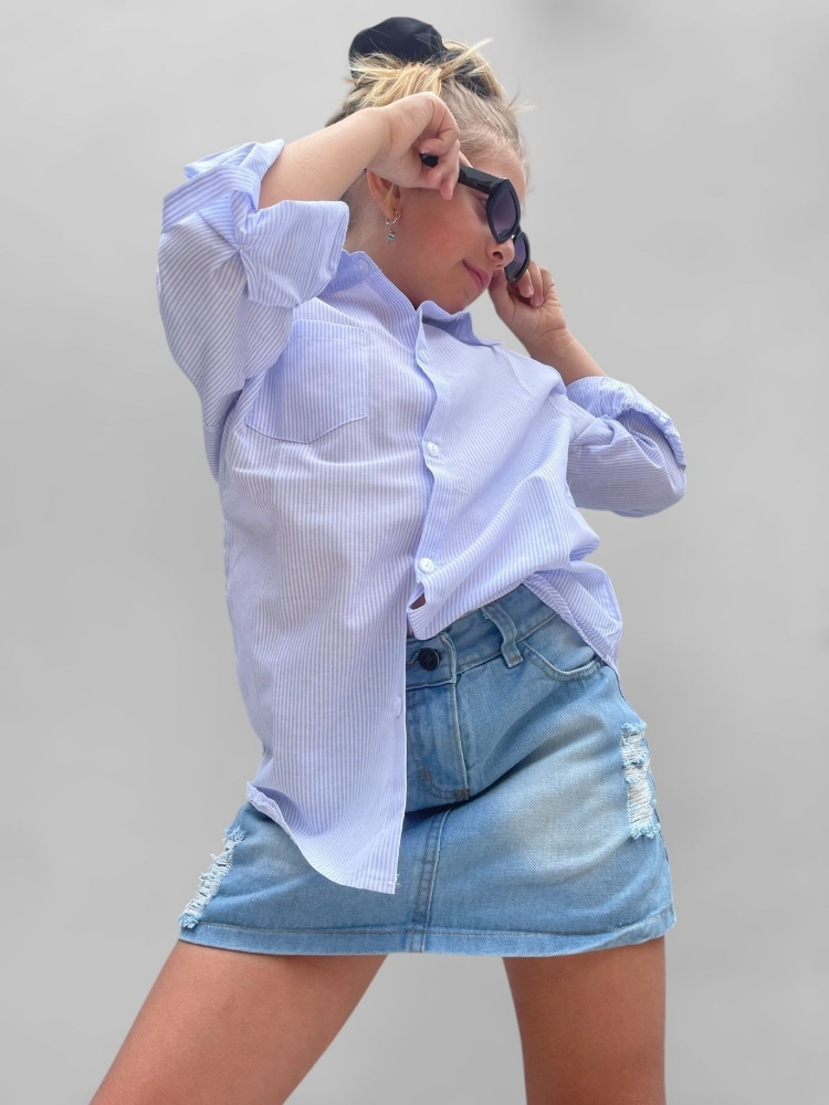 Short Pollera de Nena Clásica de Jeans - Imagen 3