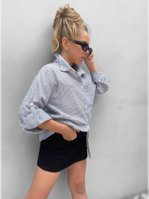 Short Pollera de Nena Negro Clásica Jeans