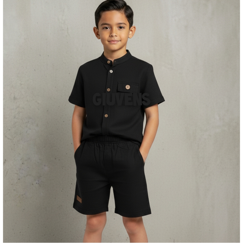 Conjunto Lino Niño 6 al 16 Camisa Mao Más Short - Imagen 2