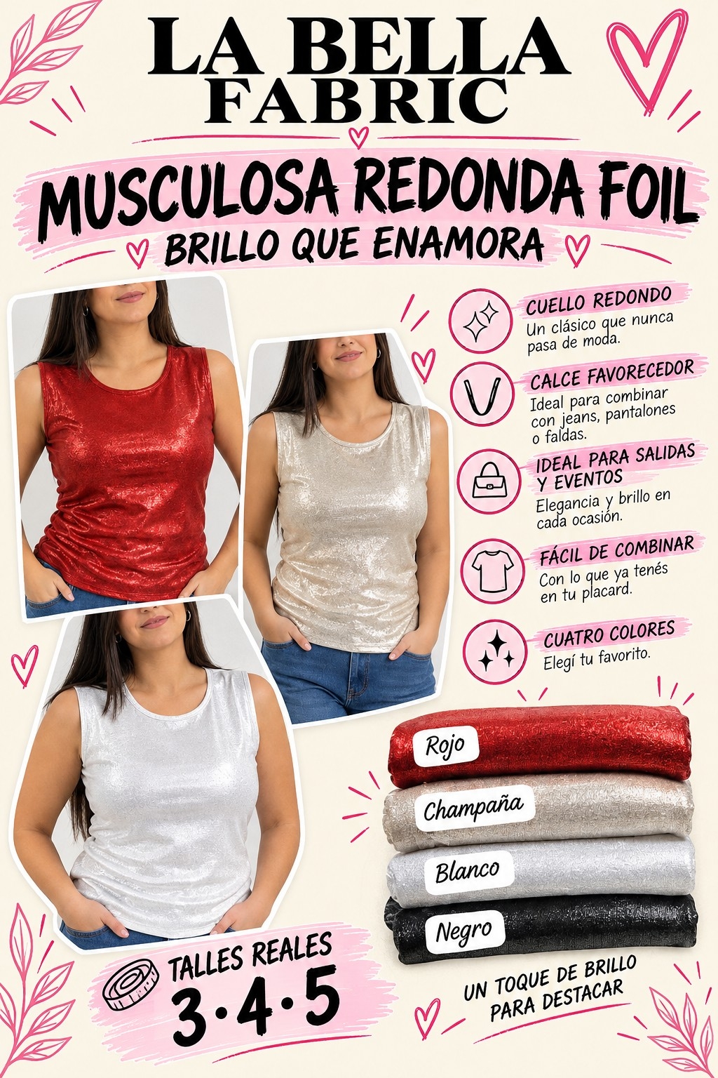 Musculosa Basica Foil X Talles - Imagen 5