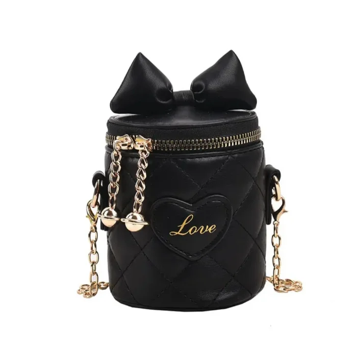 Cartera Bandolera Infantil Niñas Nenas Moño Love  Diseño Matelaseado con Cadena