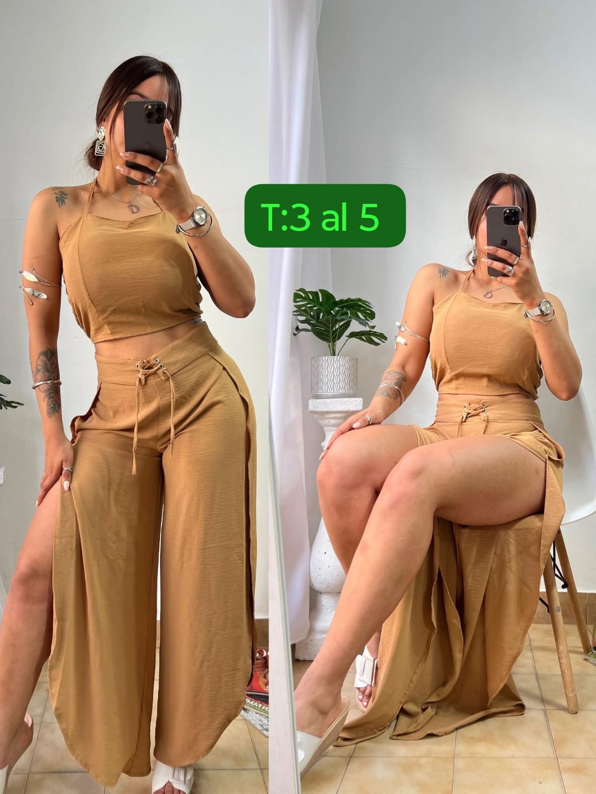 Conjunto Ana Top y Pantalón Palazo con Abertura - Imagen 4