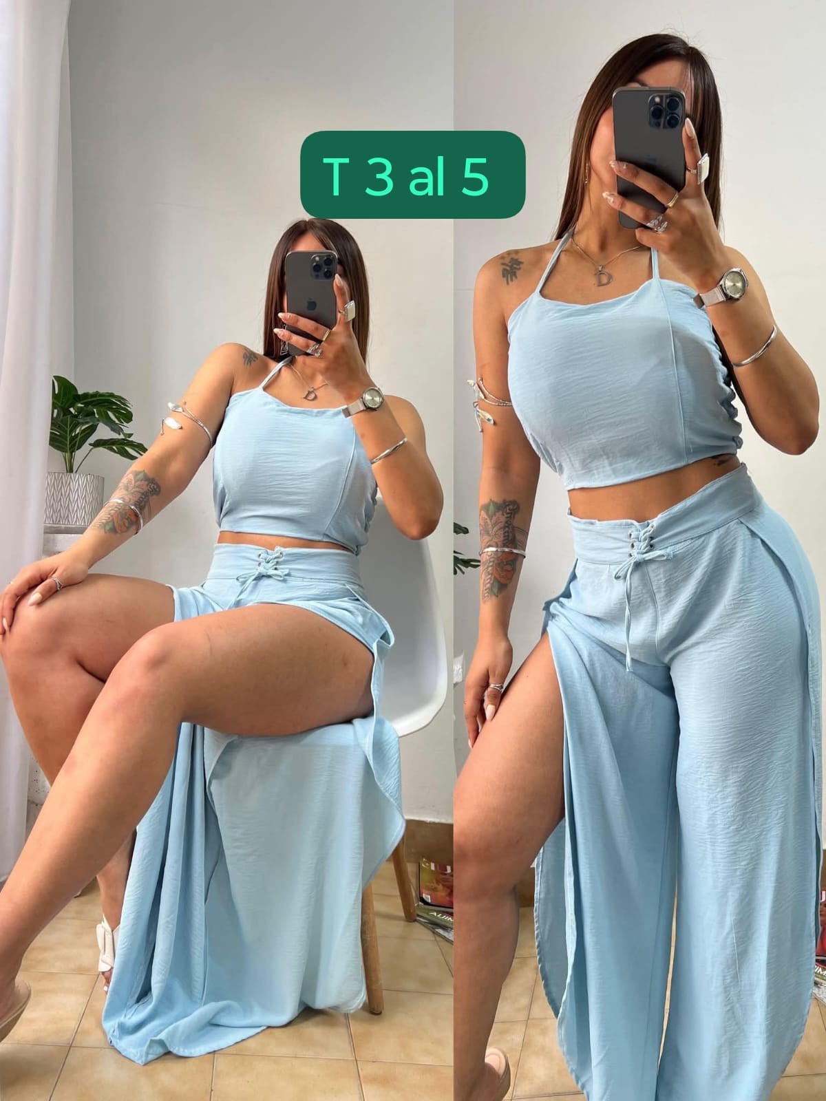 Conjunto Ana Top y Pantalón Palazo con Abertura - Imagen 5