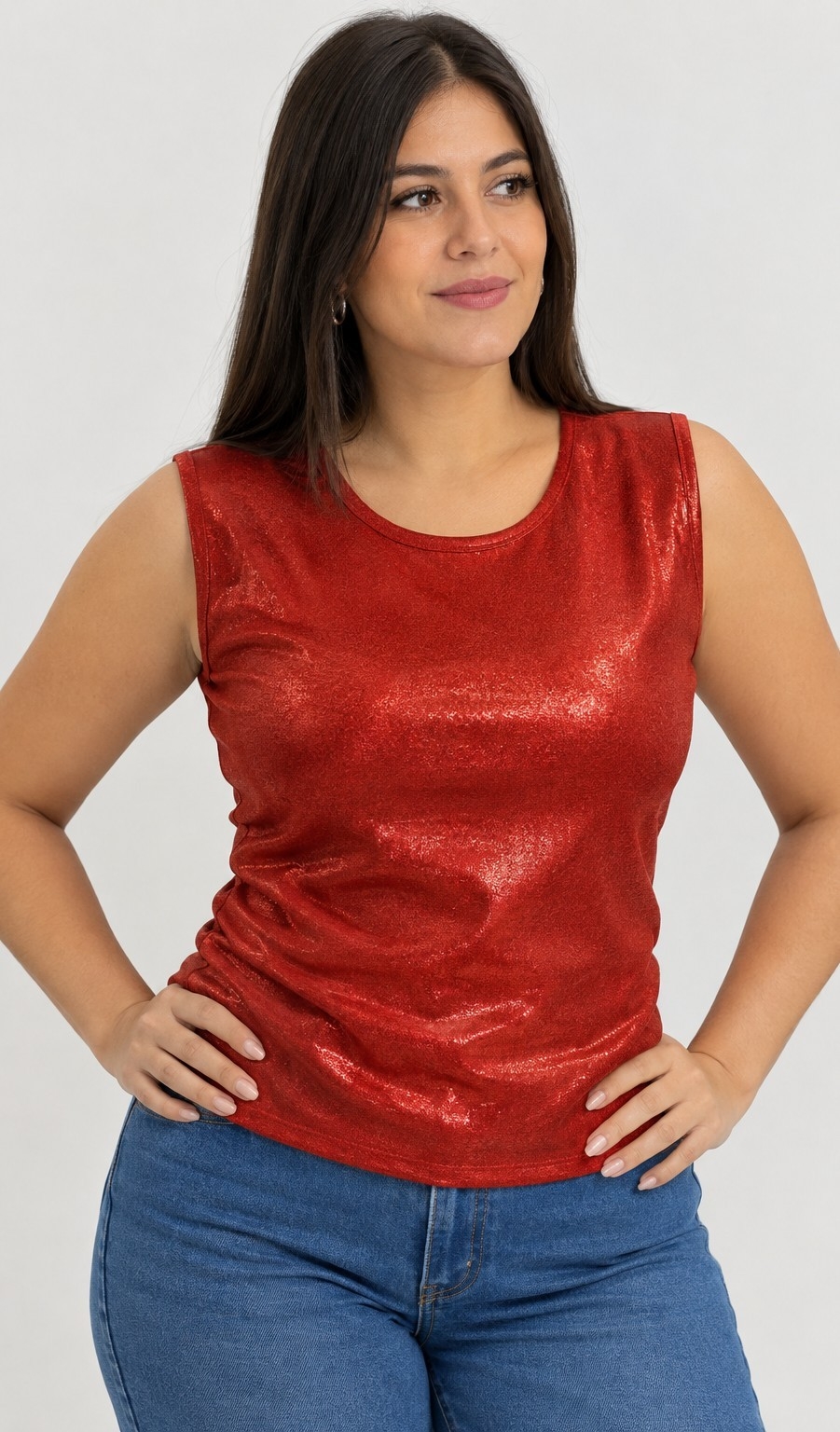 Musculosa  Basica Brilloso X Talles - Microfibra Foil - Imagen 2
