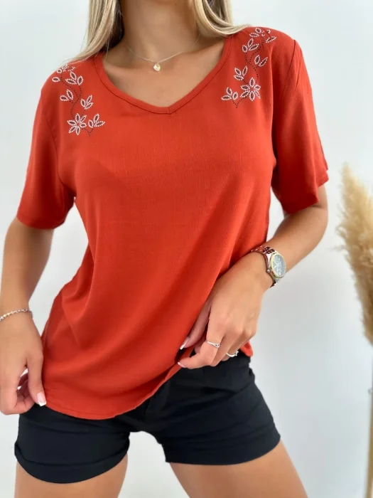 Blusa Lino con Strass